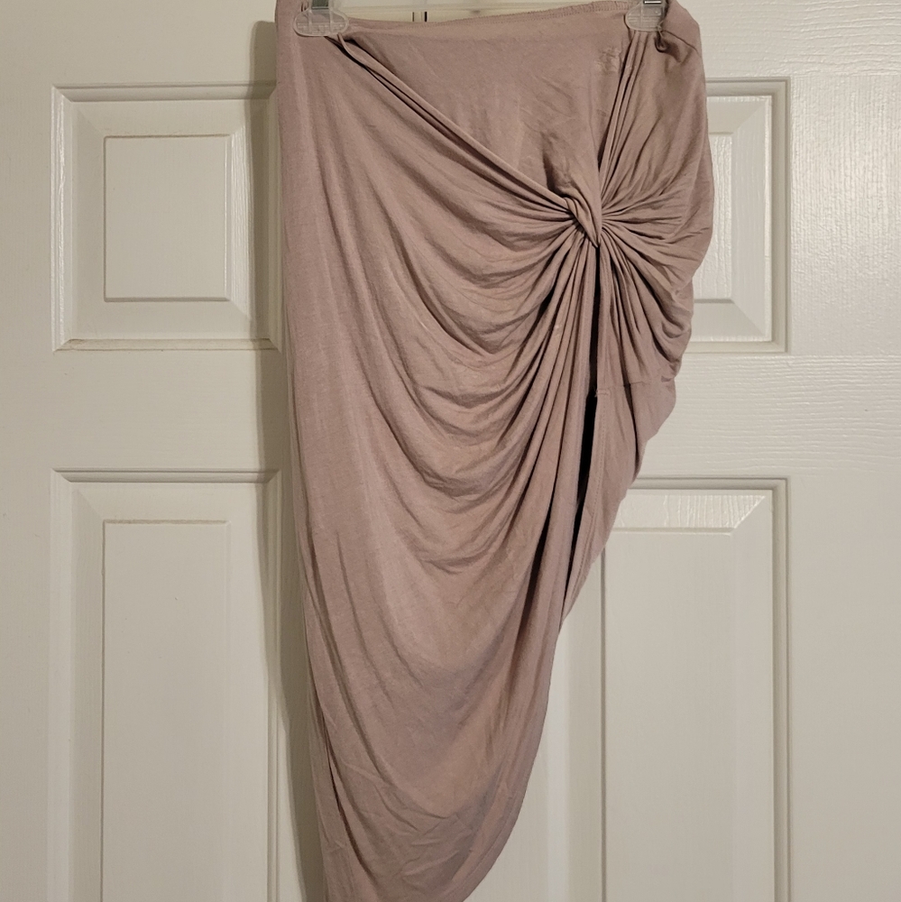Charlotte Russe Pink Ruched Asymmetrical Midi Skirt